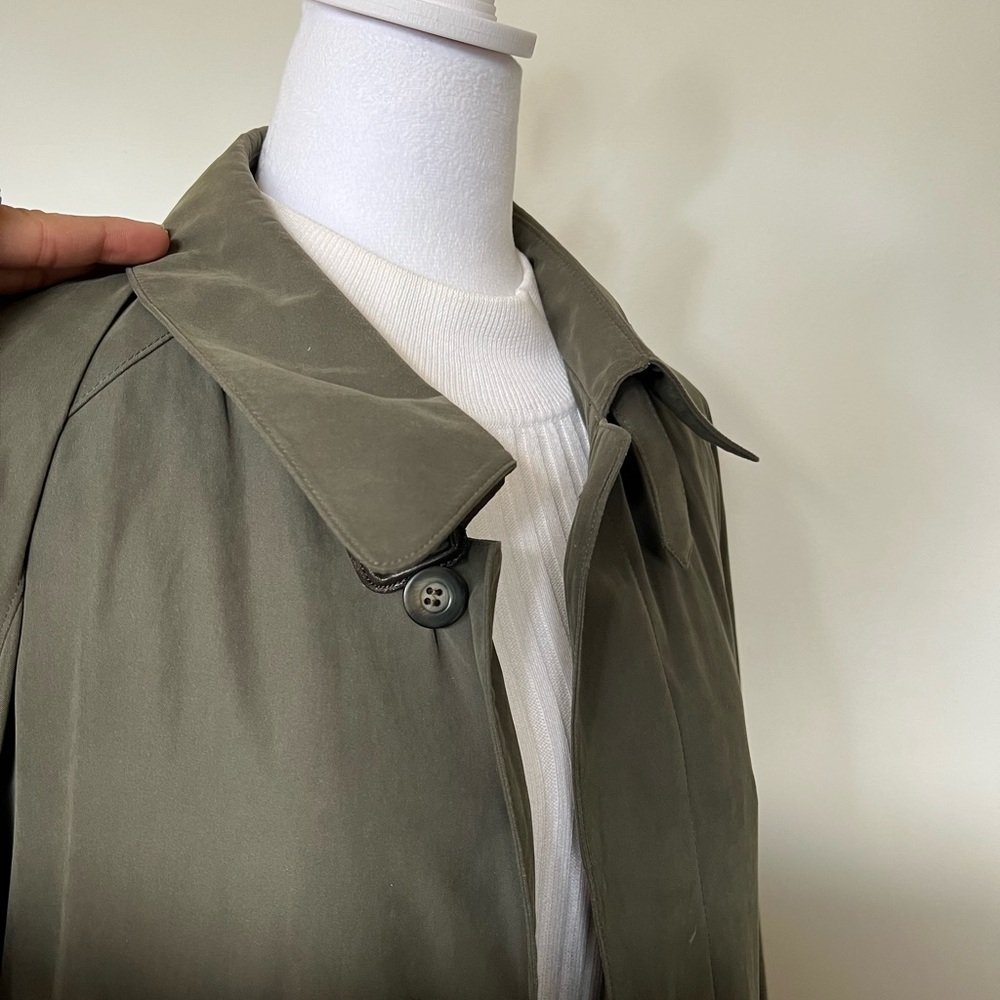 Vintage Newport Harbor Forest Green Trench Coat - Picture 10 of 11